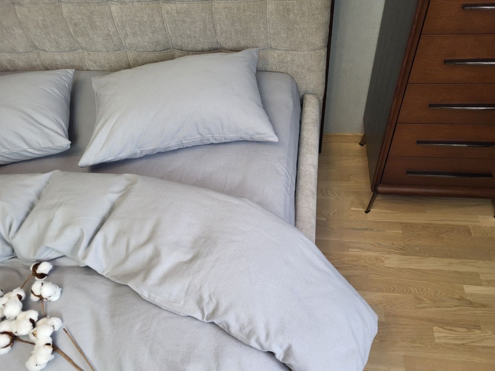 Постільна білизна Сірий S147, Turkish flannel (Євро)