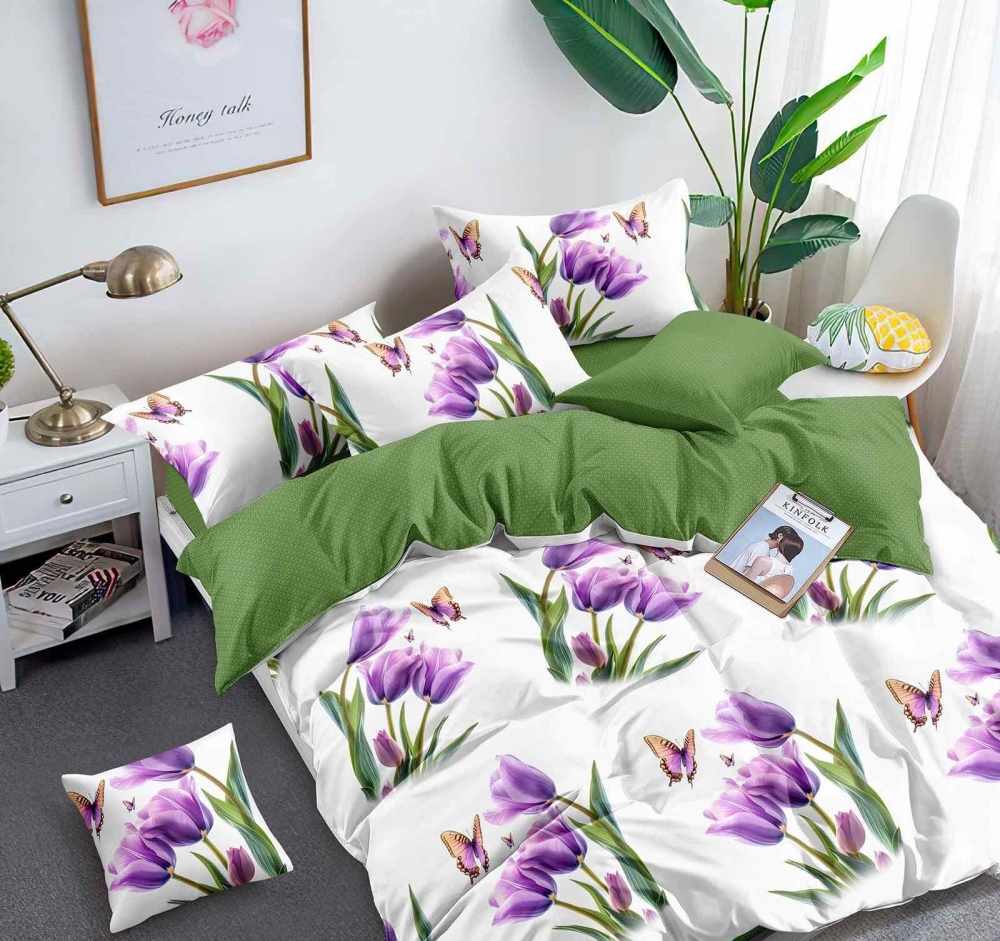 Постільна білизна Тюльпановий сон, ранфорс (Євро)