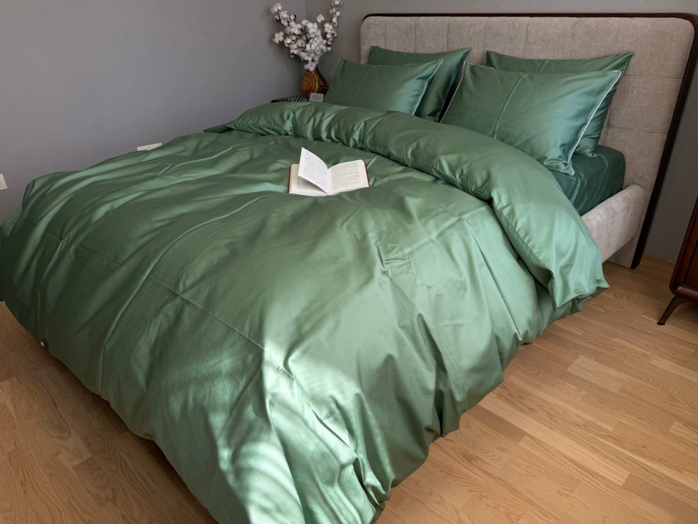 Постільна білизна Пастельний зелений SD-5907, сатин LUX (Євро)