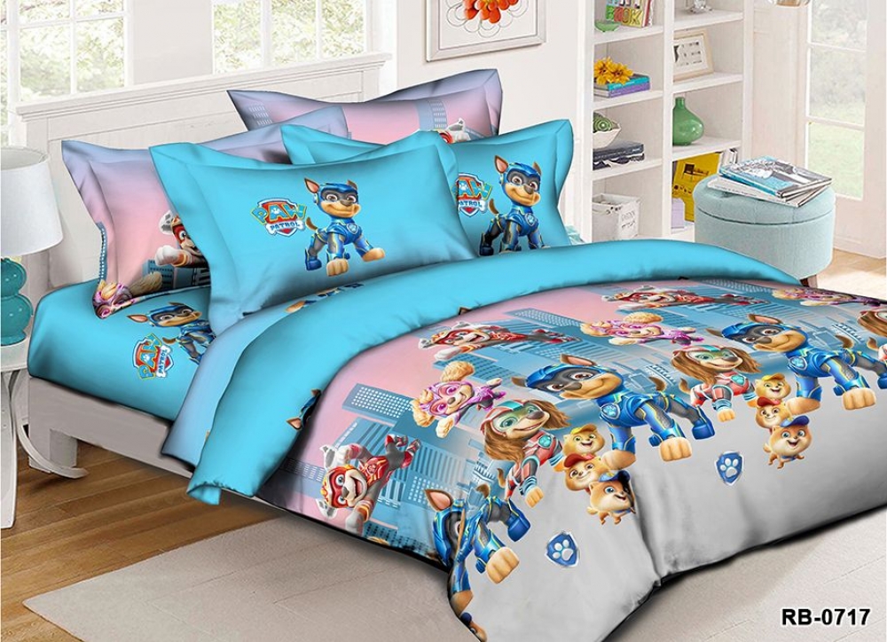 Постільна білизна Щенячий патруль блакитн., ранфорс (Дитячий на рез.)