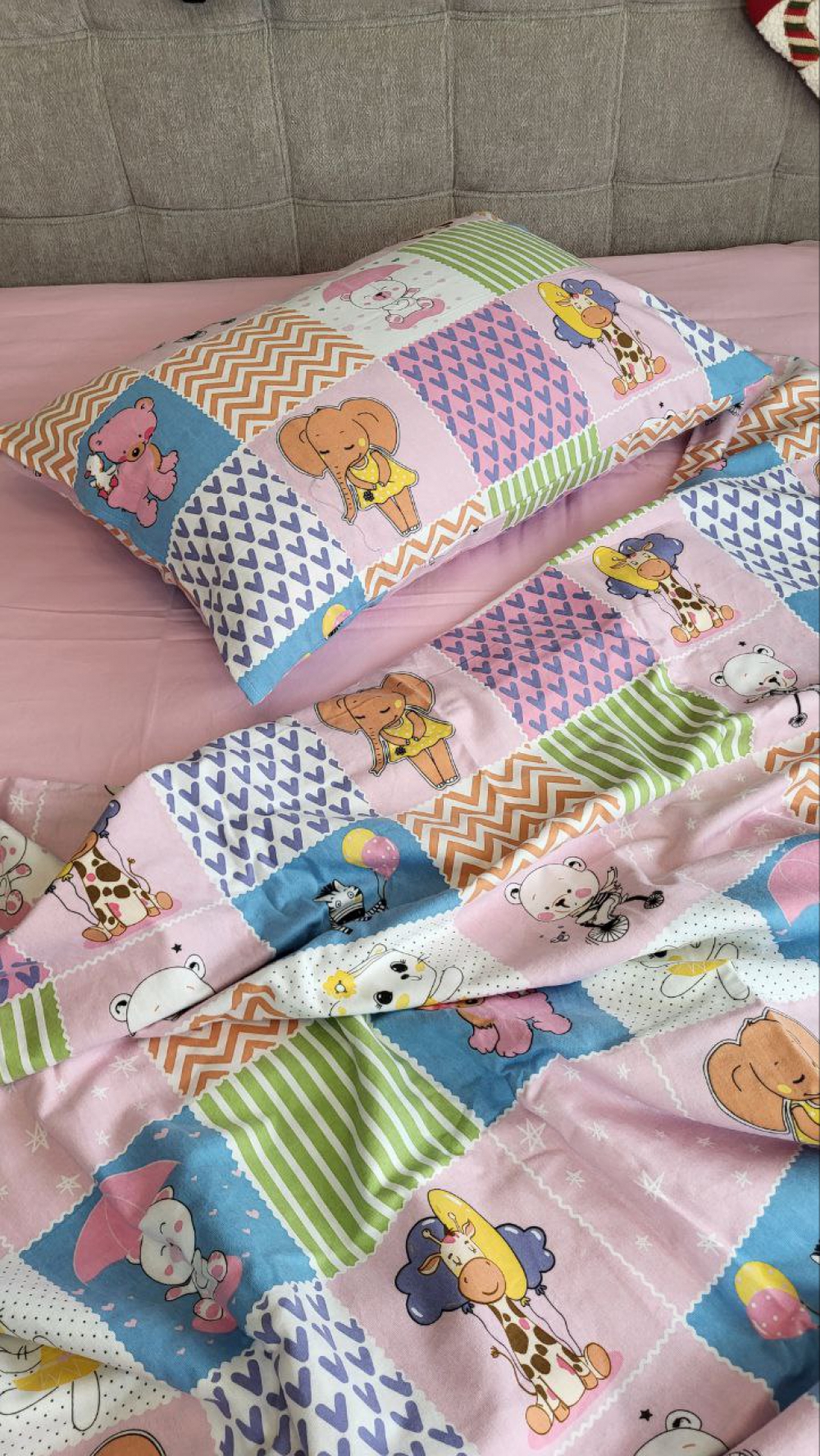 Постільна білизна Звірята/рожевий, Turkish flannel (Сімейний) - Зображення 4