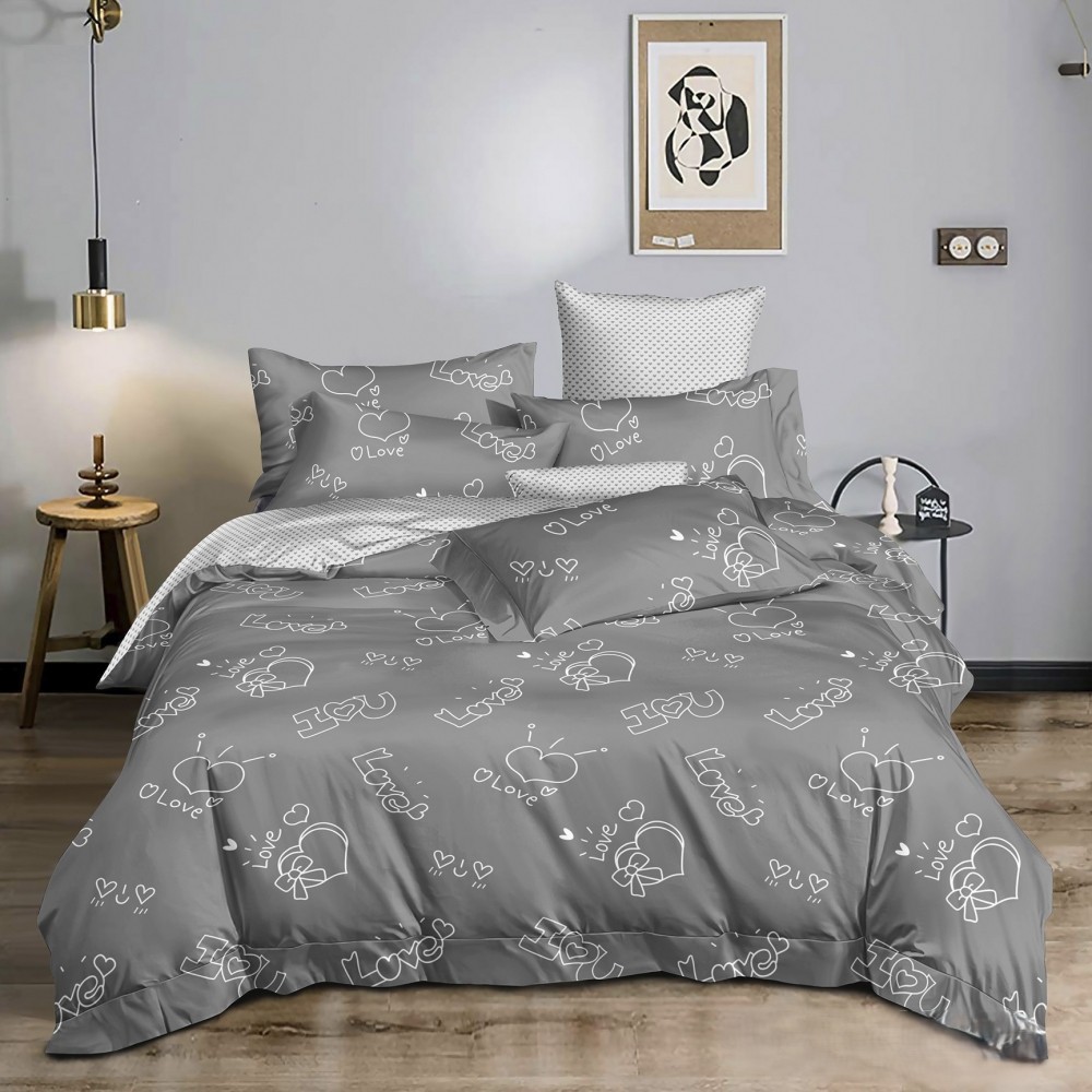 Постільна білизна Валентинка, ранфорс (Євро на резин.)