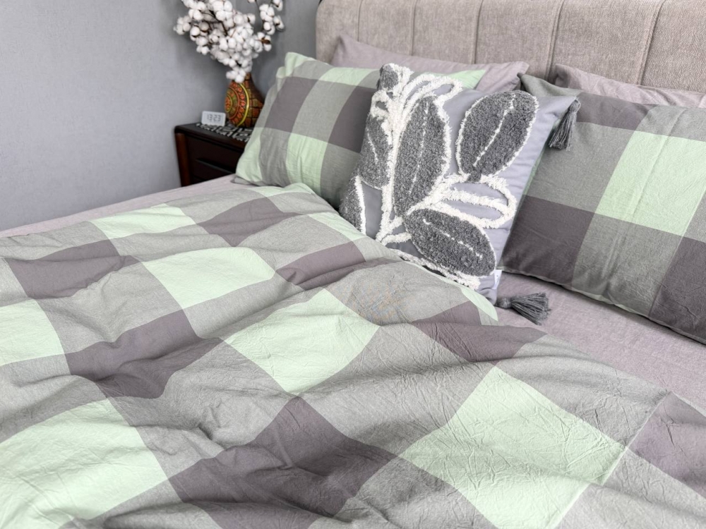 Постільна білизна Green Kilt+Rock Gray, Washed Cotton (Євро) - Зображення 3