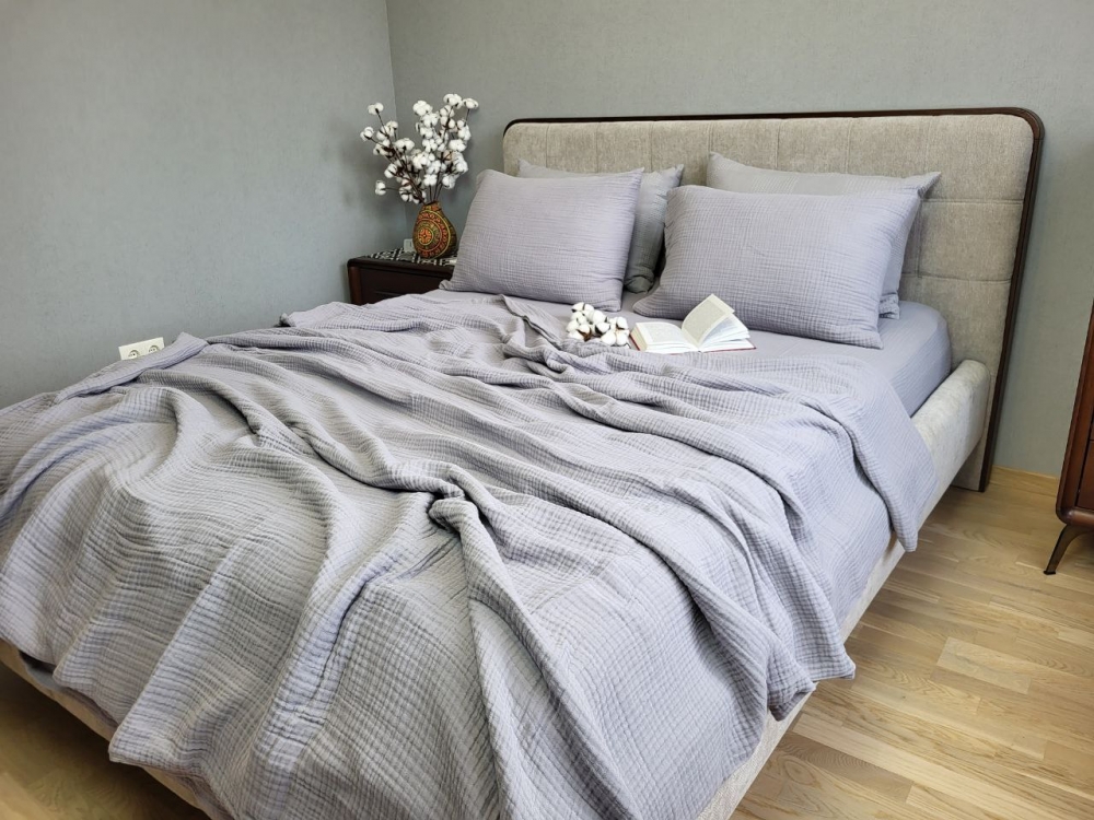 SMOKE GREY, MUSLIN (Плед 160*220см)