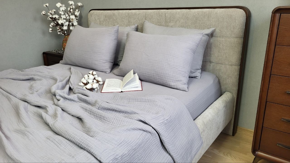 Плед-покривало SMOKE GREY MUSLIN 160×220 см - Зображення 5