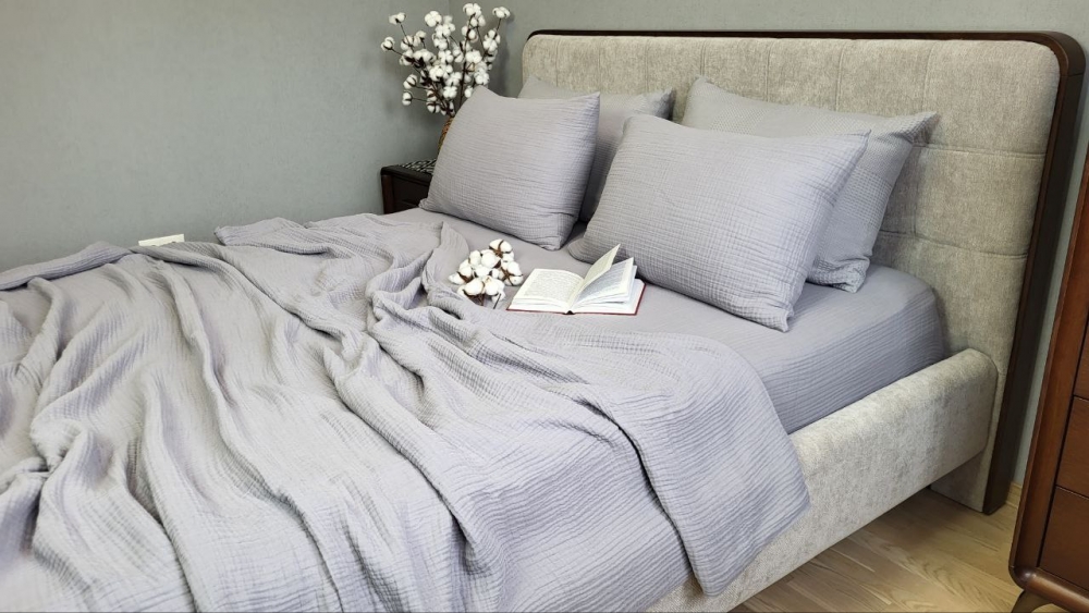Плед-покривало SMOKE GREY MUSLIN 160×220 см - Зображення 6
