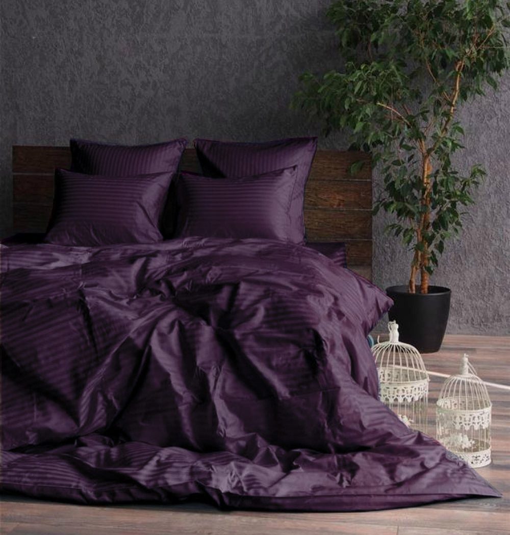 Постільна білизна Stripe LUX DEEP PLUM 1/1см (Двосп. на рез.)