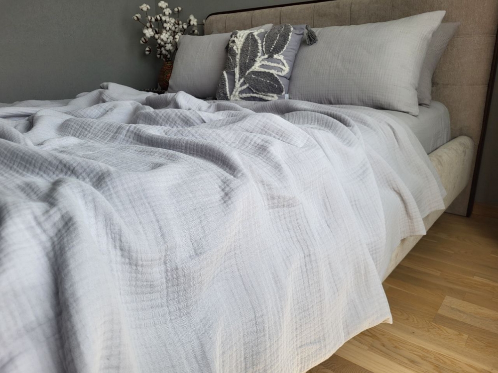 SINGLE GREY, MUSLIN (Плед 240*220см)