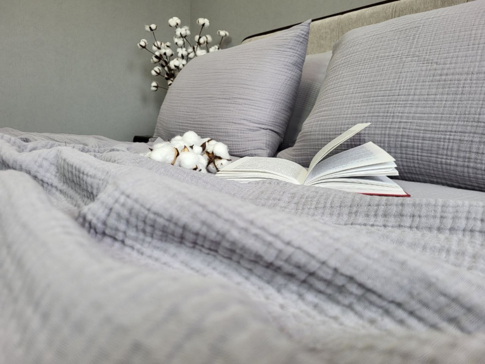 Плед-покривало SMOKE GREY MUSLIN 160×220 см - Зображення 2