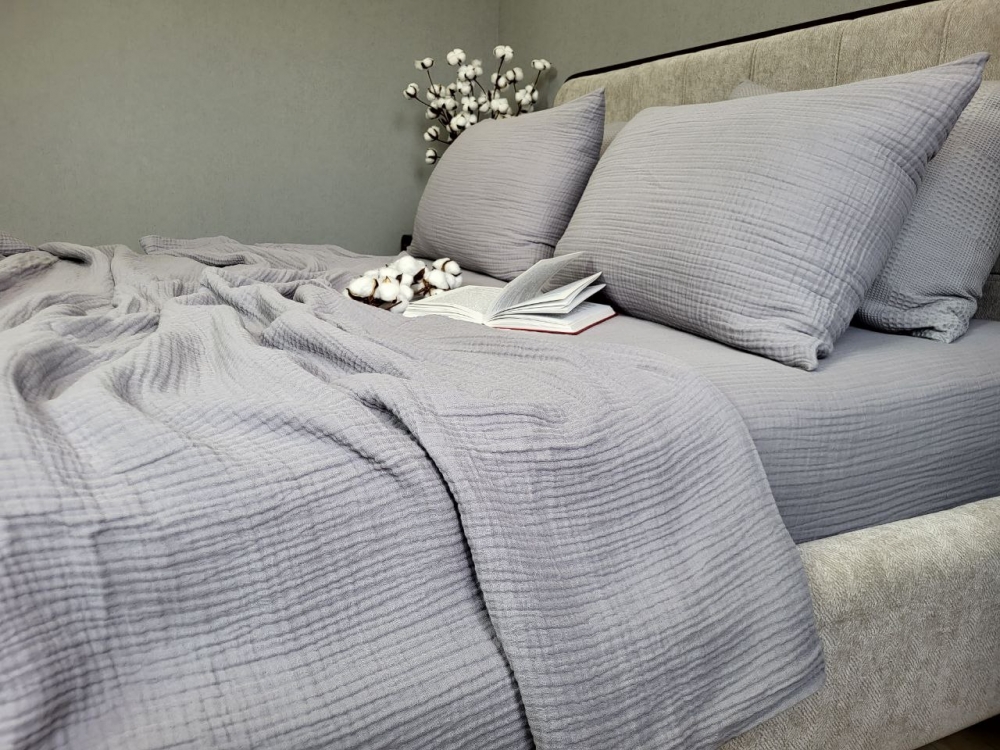 Плед-покривало SMOKE GREY MUSLIN 160×220 см - Зображення 4
