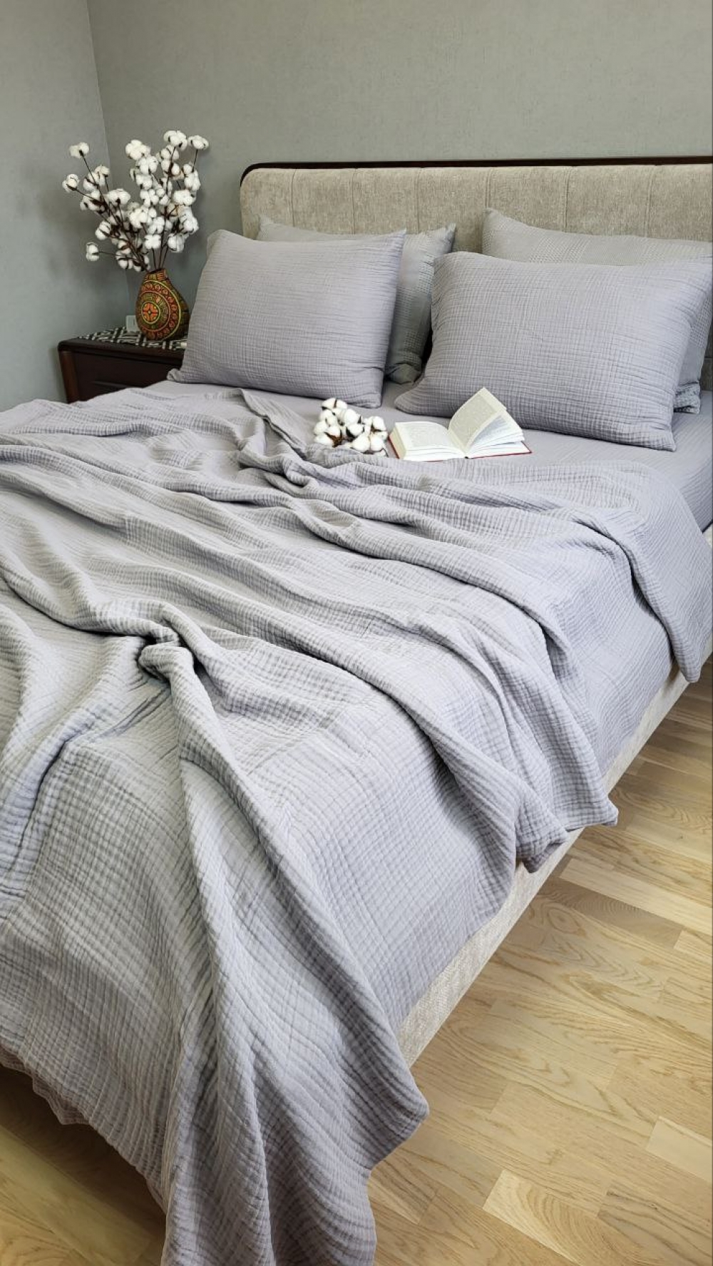 Плед-покривало SMOKE GREY MUSLIN 160×220 см - Зображення 3