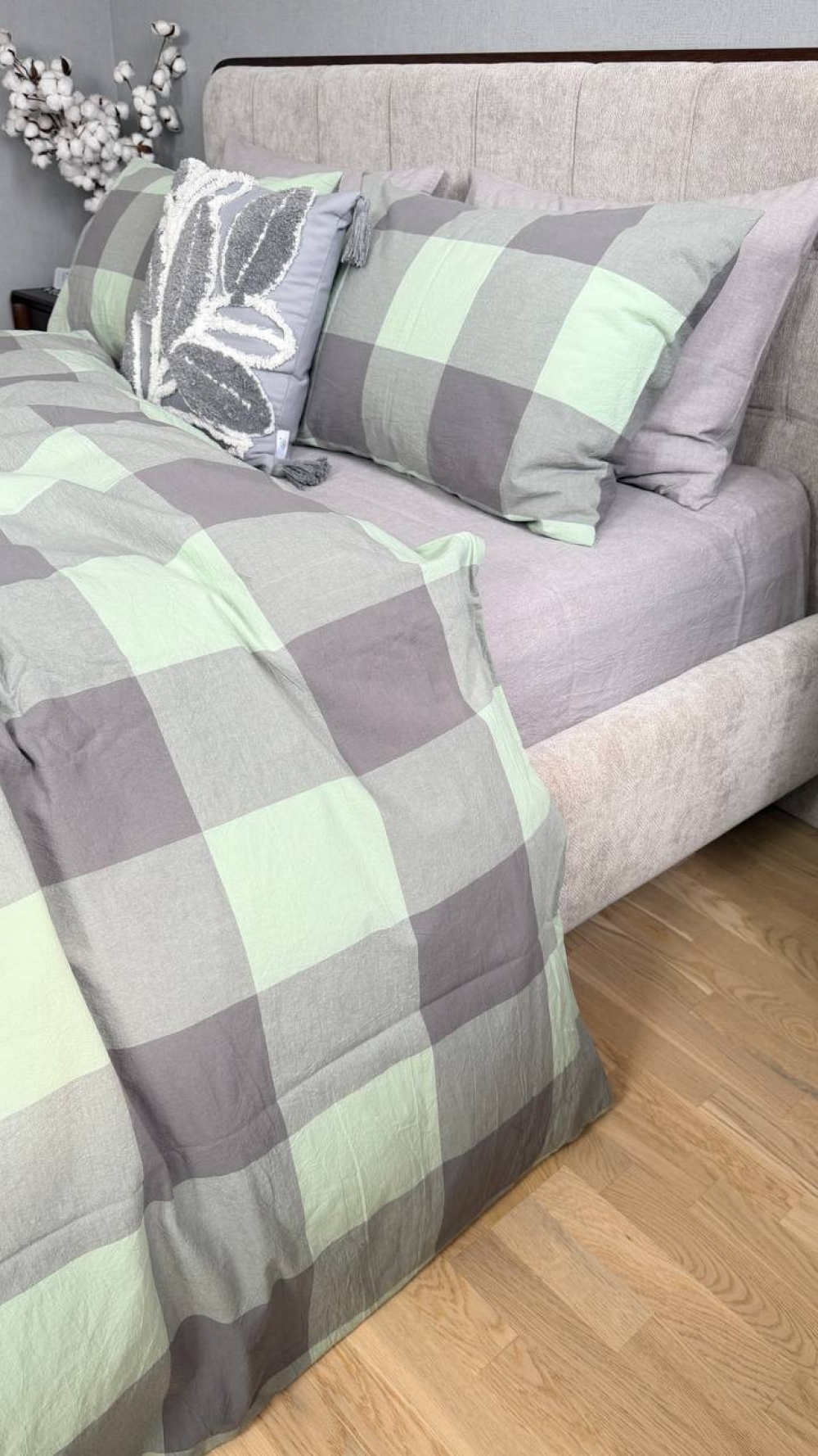 Постільна білизна Green Kilt+Rock Gray, Washed Cotton (Євро на рез.) - Зображення 4