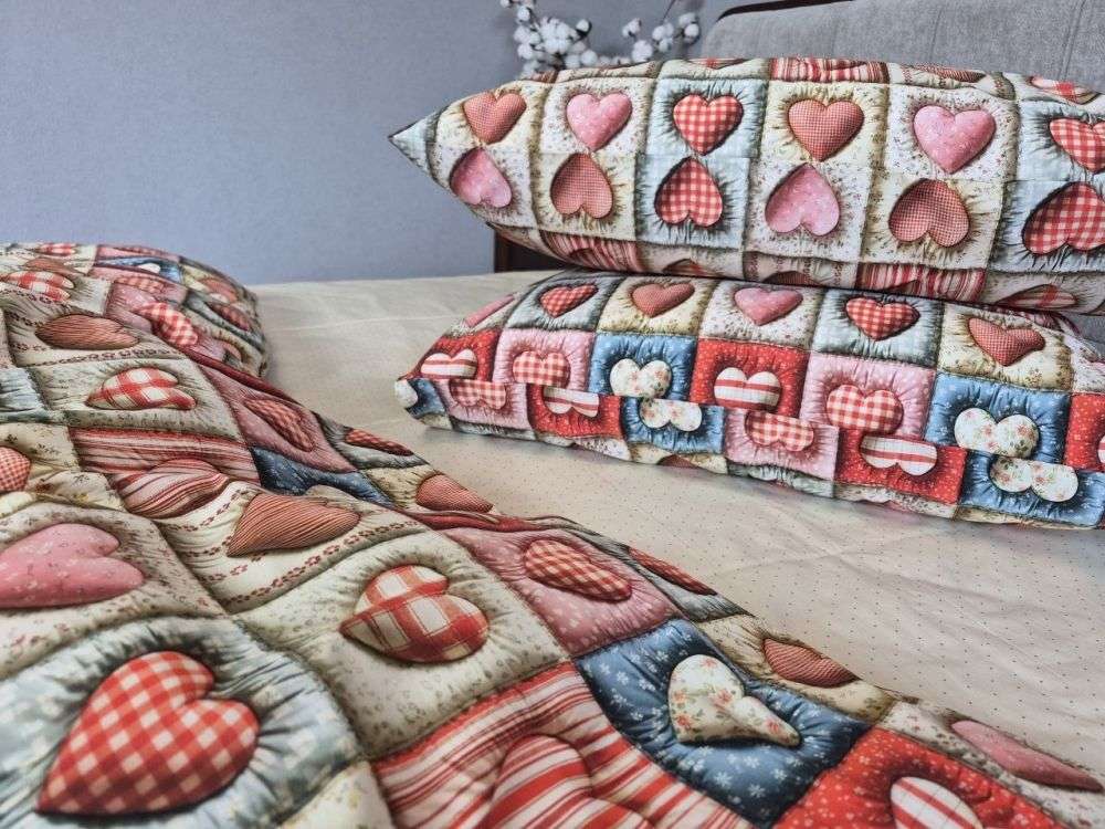 Постільна білизна Кантрі/бежев. горошок cotton 5D євро на резинці - Зображення 5