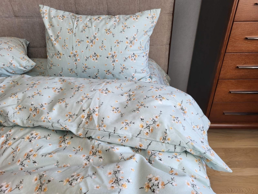 Постільна білизна Вікторія м’ята, Turkish flannel (Сімейний) - Зображення 2