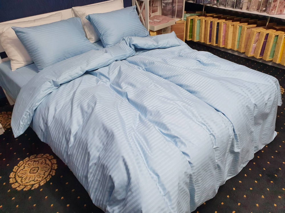 Постільна білизна Stripe LUX LIGHT BLUE 1/1см (Сім. на резин.) - Зображення 3