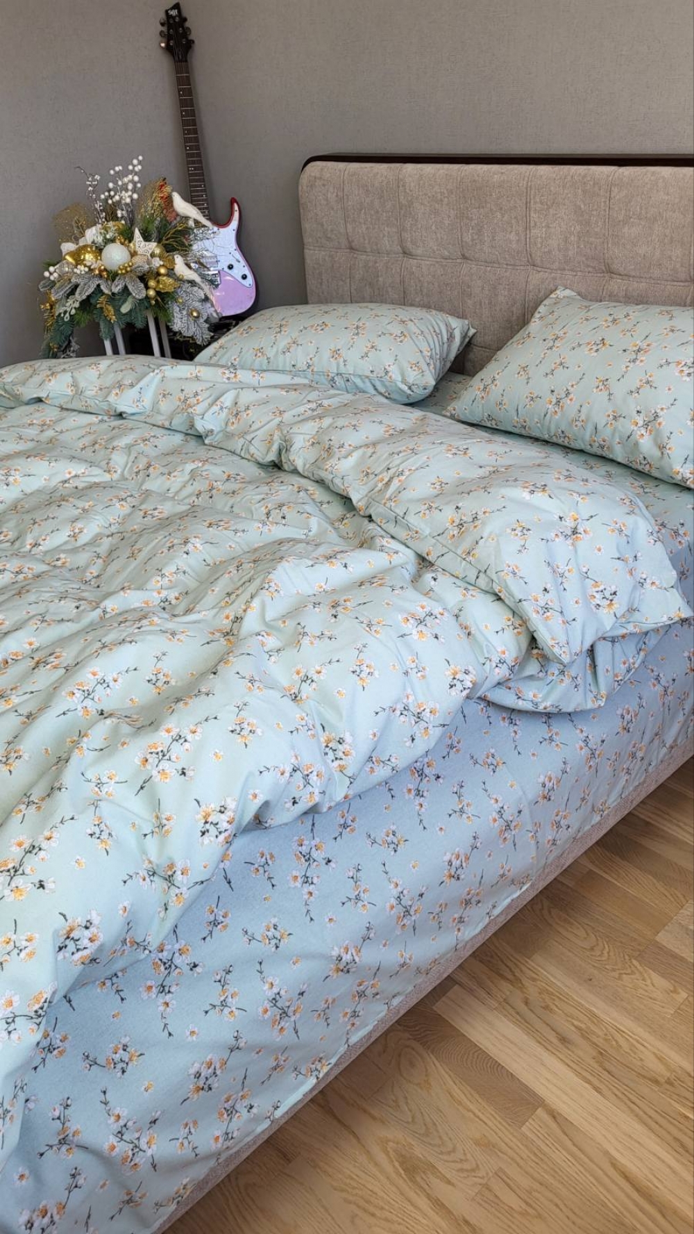 Постільна білизна Вікторія м’ята, Turkish flannel (Сімейний) - Зображення 4