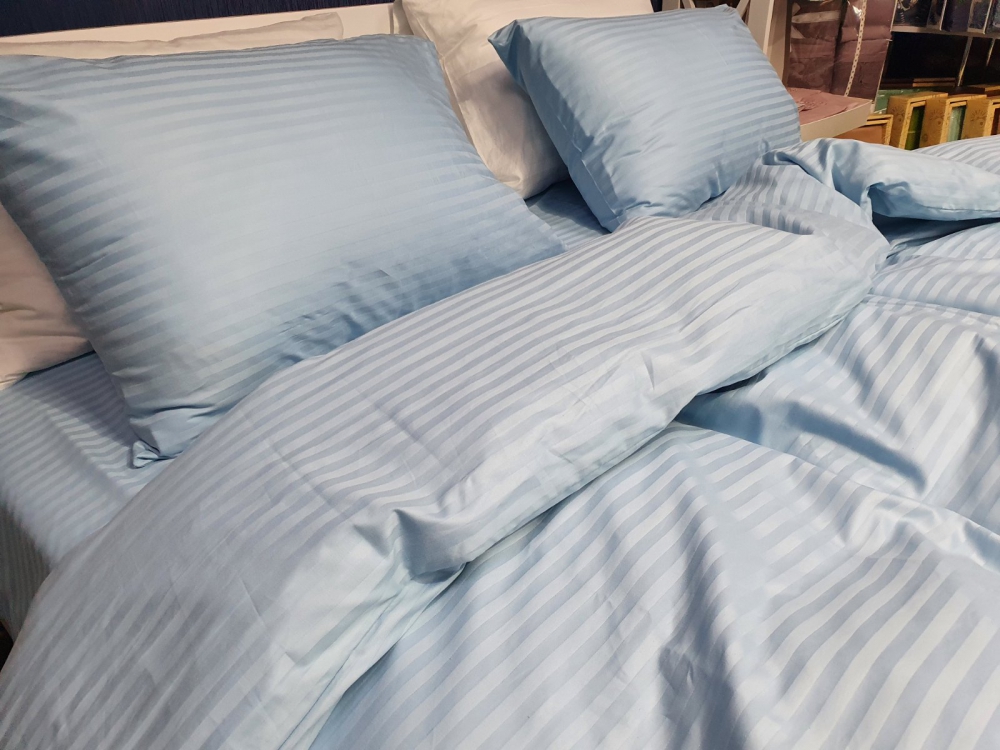 Постільна білизна Stripe LUX LIGHT BLUE 1/1см (Сім. на резин.) - Зображення 5
