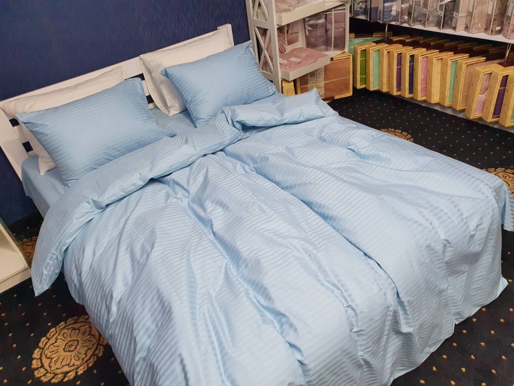 Постільна білизна Stripe LUX LIGHT BLUE 1/1см (Сім. на резин.) - Зображення 4